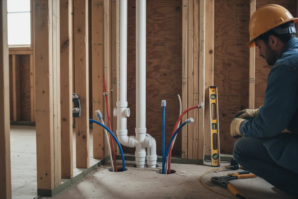Drain and supply rough-in during Leak Detection in Wallingford